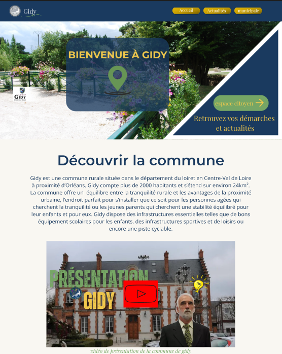 Extrait de la maquette figma du site de gidy